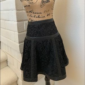 The Kooples black lace leather skirt size 38